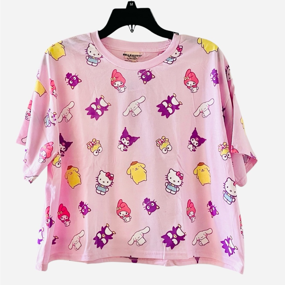 Sanrio Hello Kitty And Friends All Over Print Character Cropped Pink T-Shirt